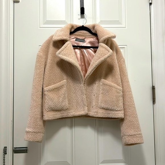 Bagatelle beige teddy cropped jacket SZ S - Picture 1 of 6